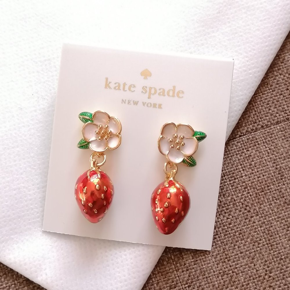 Kate Spade Red and Gold Strawberry Earrings